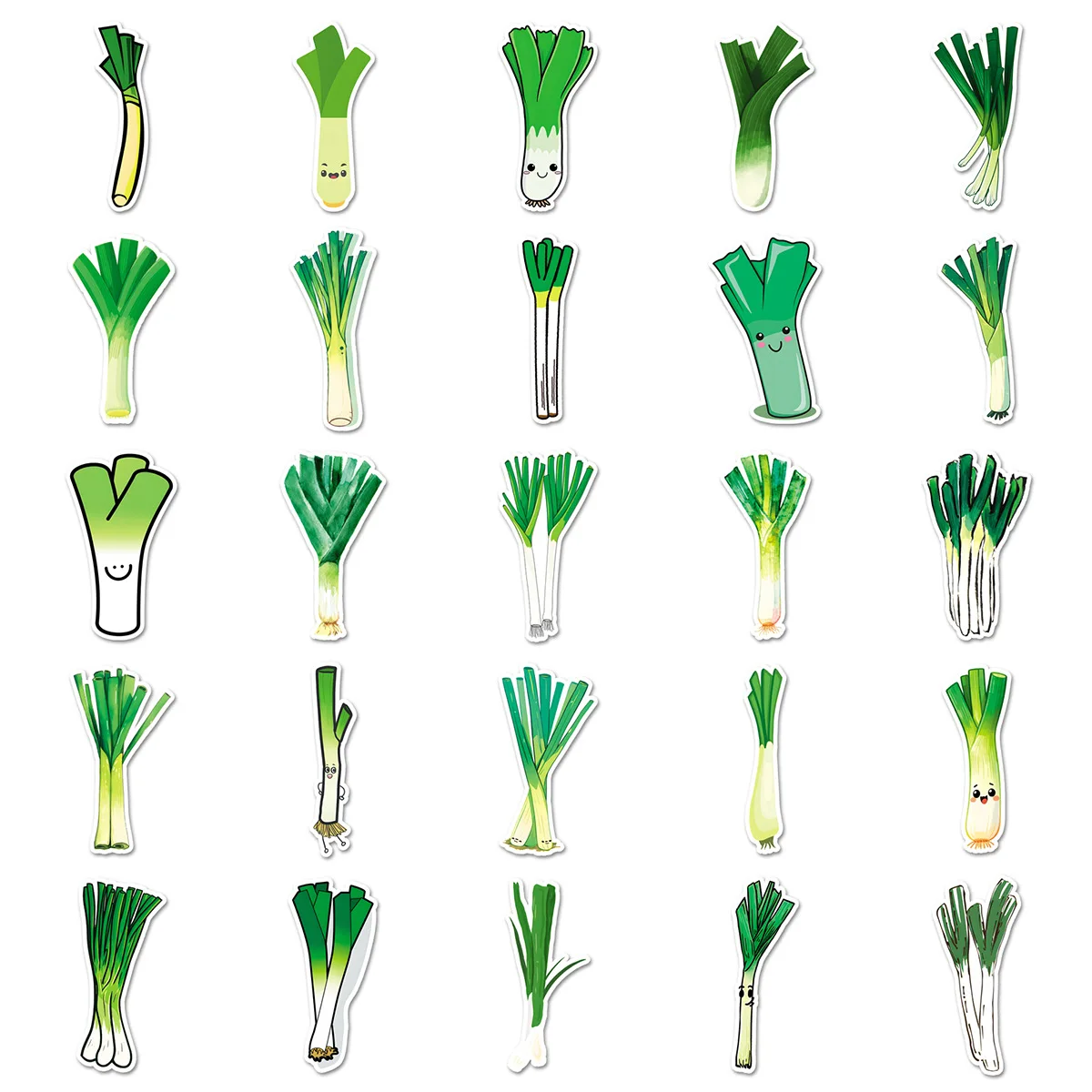 50PCS 파 스티커 그린 야채 만화 데칼 노트북 전화기 기타 컵 스케이트보드 방수 스티커 어린이 장난감