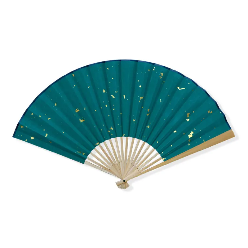 

Jade Bamboo Folding Fan Chinese Style Blank Rice Paper Crafts Sprinkling Gold Wax Dye Su Gong Face Men and Women Style