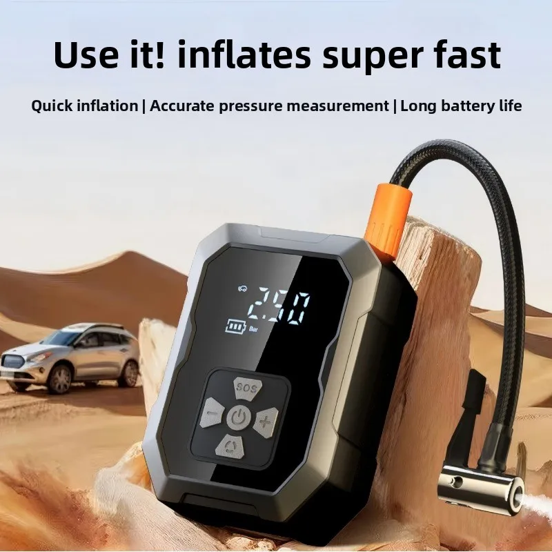 

For Car Portable Wireless Tire Inflator Pump Multifunction with Emergency Power Bank Suitable for Vehicle Motorcycle Bicycle