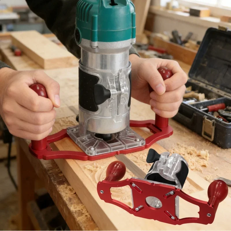 For Milling & Trimming Upgraded Woodworking Router Base, Edge Guide Slotting Base with Handles and Centerline Pointer