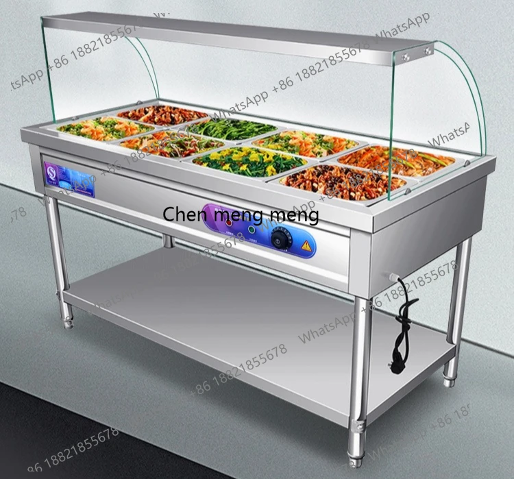 

Commercial fully enclosed glass cover vertical heating restaurant fast food truck energy-saving insulation table
