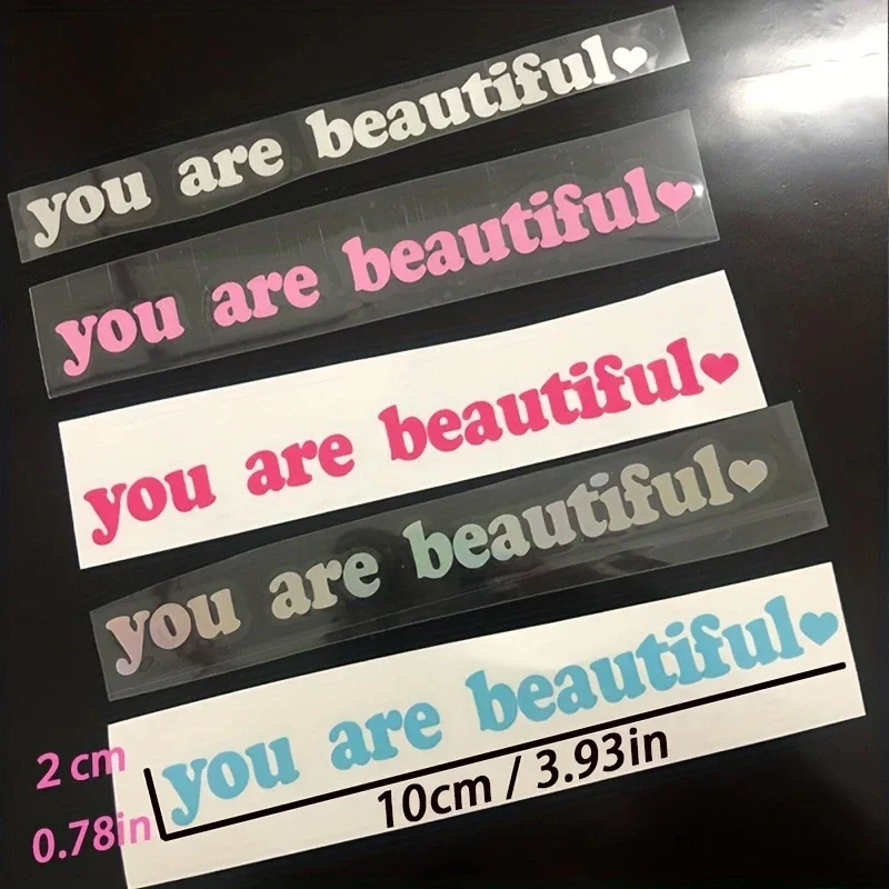 The Text Car Stickers You Are Beautiful Interior Decoration Rear View Mirror Fashion Stickers Creative Sport PVC Vinyl Decals