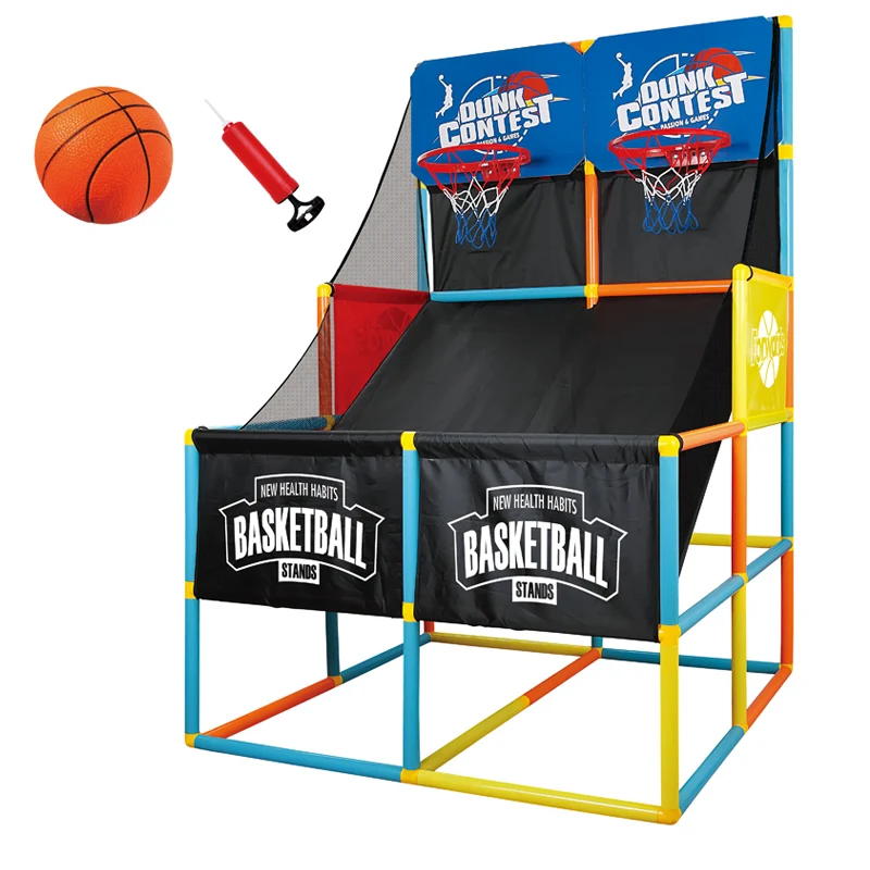 

Indoor Arcade Basketball Hoop Stand Games Includes 2 Basketballs and Air Pump Kids Basketball Shooting Machine Game