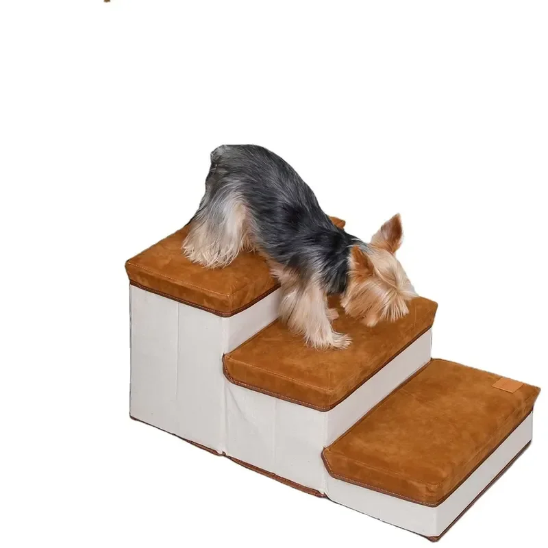 for High Quality 3 Story Foldable Pet Staircase Modern Fiber Dog Ramp with Cat Small Animal Storage Box