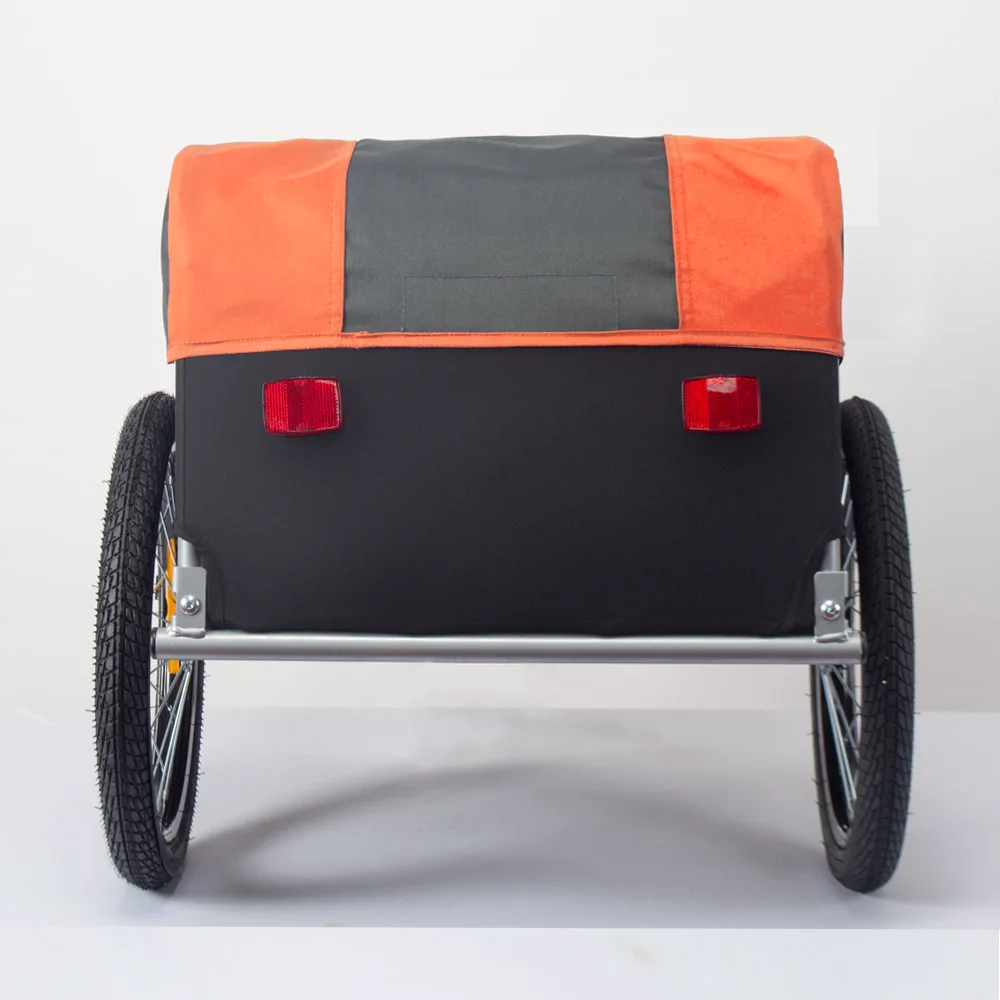Fabricante de remolque de vagón de carga grande para bicicleta de dos ruedas con tela Oxford, almacenamiento plegable y cubierta extraíble, rojo
