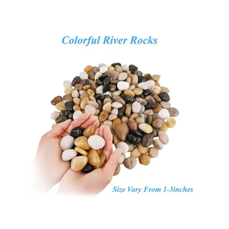 

18 lbs Decorative Garden Stone for Landscaping, Walkways & Yards - 1-3" Polished River Rocks for Plants, Pots, Vases & Crafts