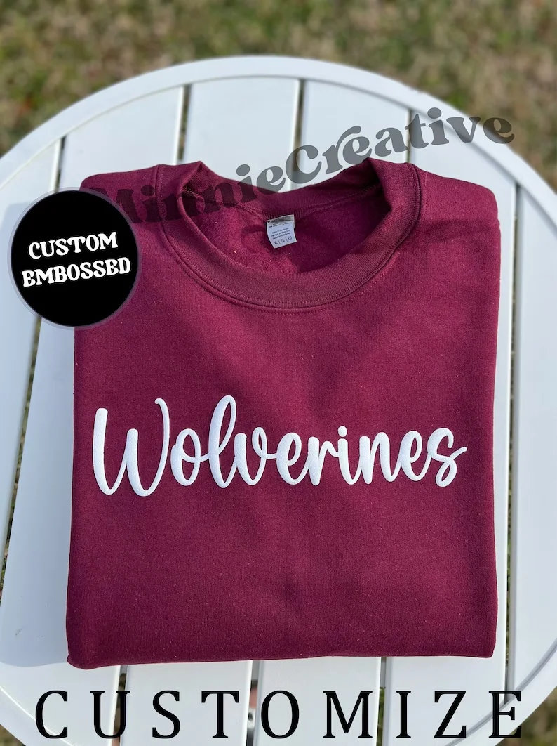 Puff Print Custom Team Name Tshirt, scool Mascot T shirt, Gift for Mom, Christmas vakentine Gift Idea, Embossed School Spirit