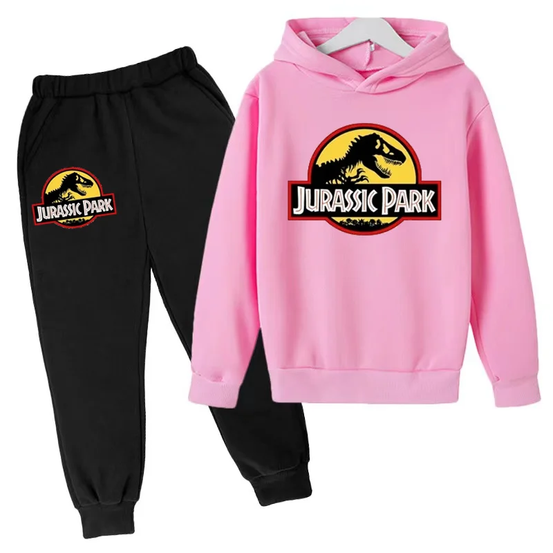 Jurassic Park Dinosaur Print Odzież dziecięca Chłopcy Dziewczynki Ubrania dla maluchów Piękne dziewczyny 3-12Y Bluza Prezent Moda Casual Coat Set