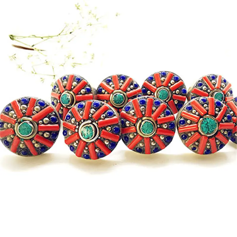 Vintage Flower Rings Tibetan Ethnic Jewelry Open Size Finger Ring R106