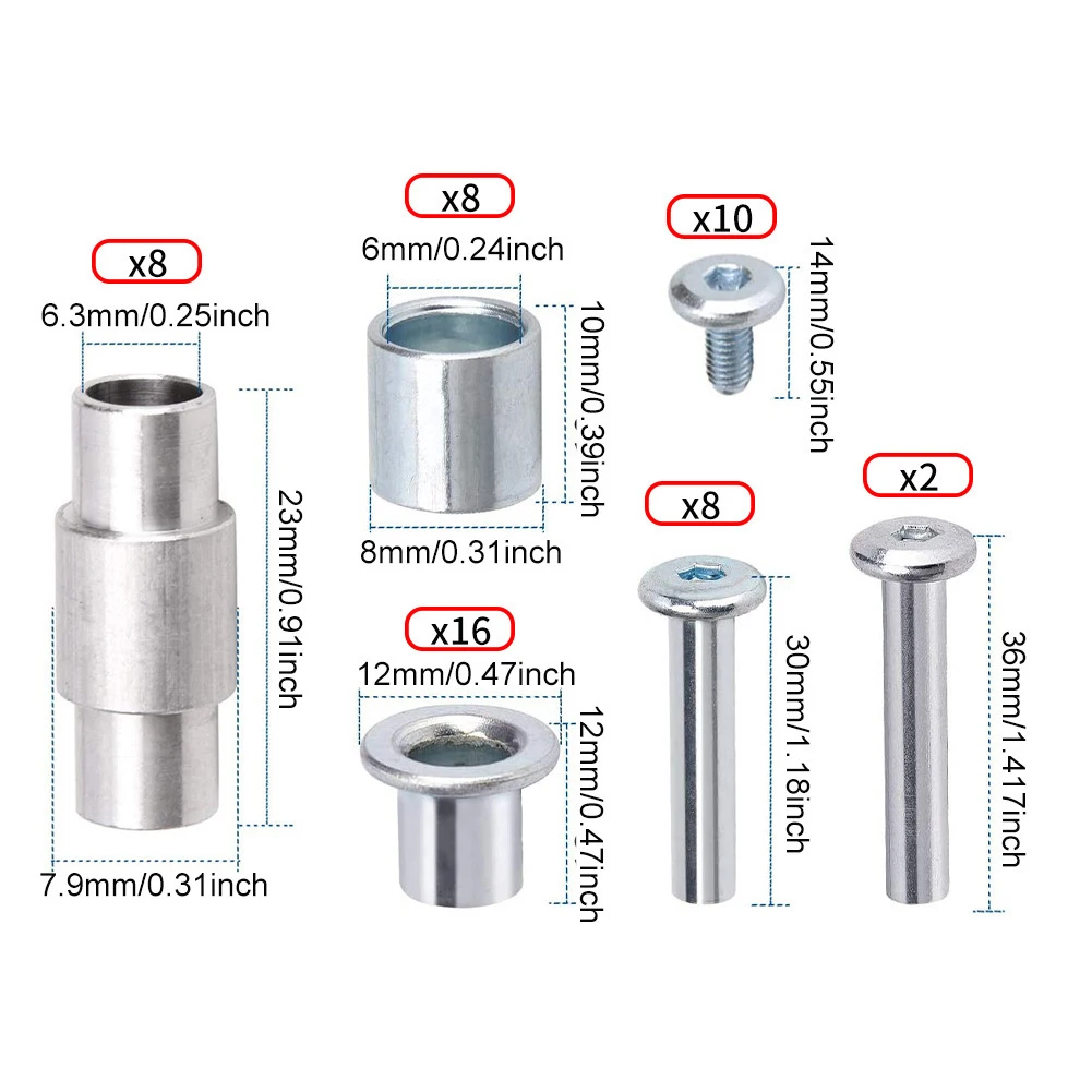 

Aluminum Alloy Bearing Screw Kit Aluminum Alloy Spacer Silver Bearing Screw Durability And Functionality For Inline Skating