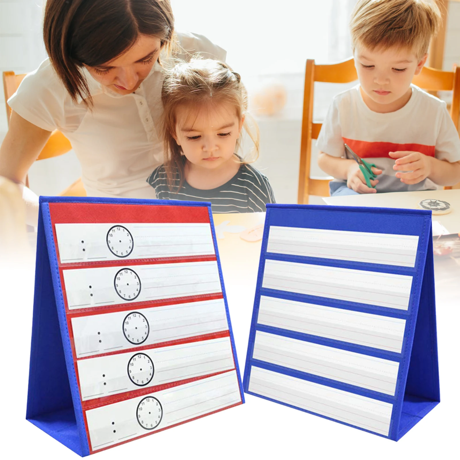 Tripod Foldable Teaching Pocket Chart Recite Words Arithmetic Learning Practicing Toys for Visual Cognitive Training EIG88