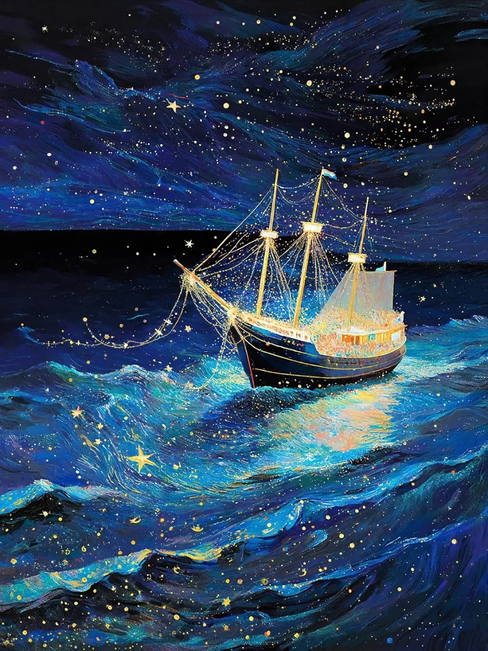 120/300/500/1000 Pieces Boat Night Starry Sky Jigsaw Puzzles for Adults Home Decor Games Family Puzzles Educational Toys Gift
