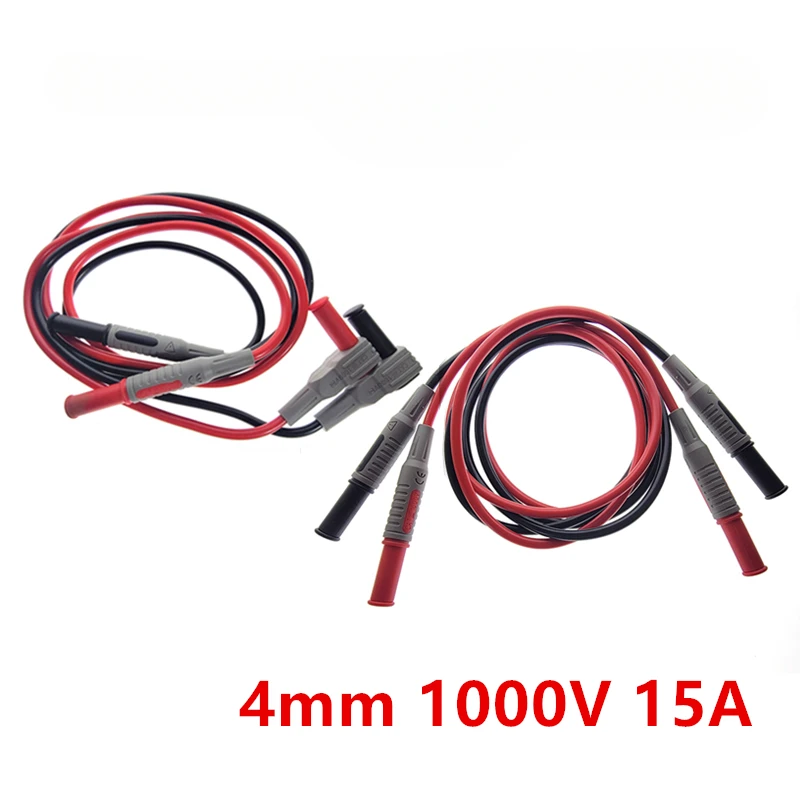 

P1032/P1033 4mm 1000V 15A Banana Plug Test Line Injection Molded Straight/Right Angle to Straight Multimeter Silicone Wire Cable