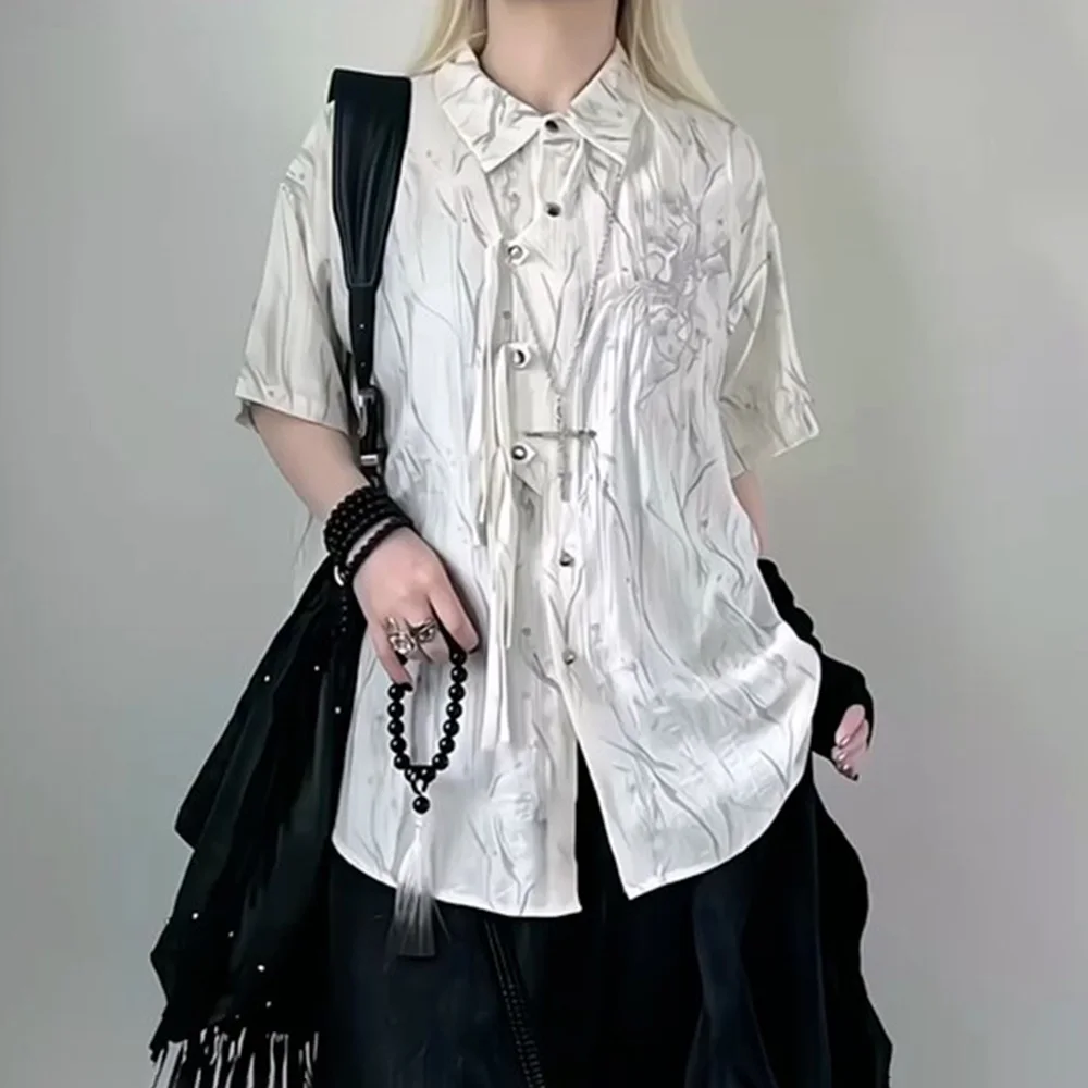 

Men's Summer Thin Chinese Embroidered Short-Sleeved Shirt Casual Fashion Light Luxury Trend Loose Elegant Niche Men's Tops