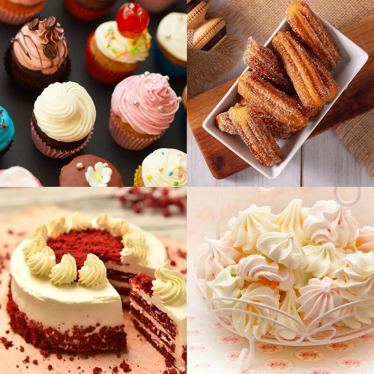 3Pcs Piping Bags and Tips Set,Stainless Steel 9FT Icing Tips Set with 10Pcs Disposable Piping Bags,Open Star Pastry Tips