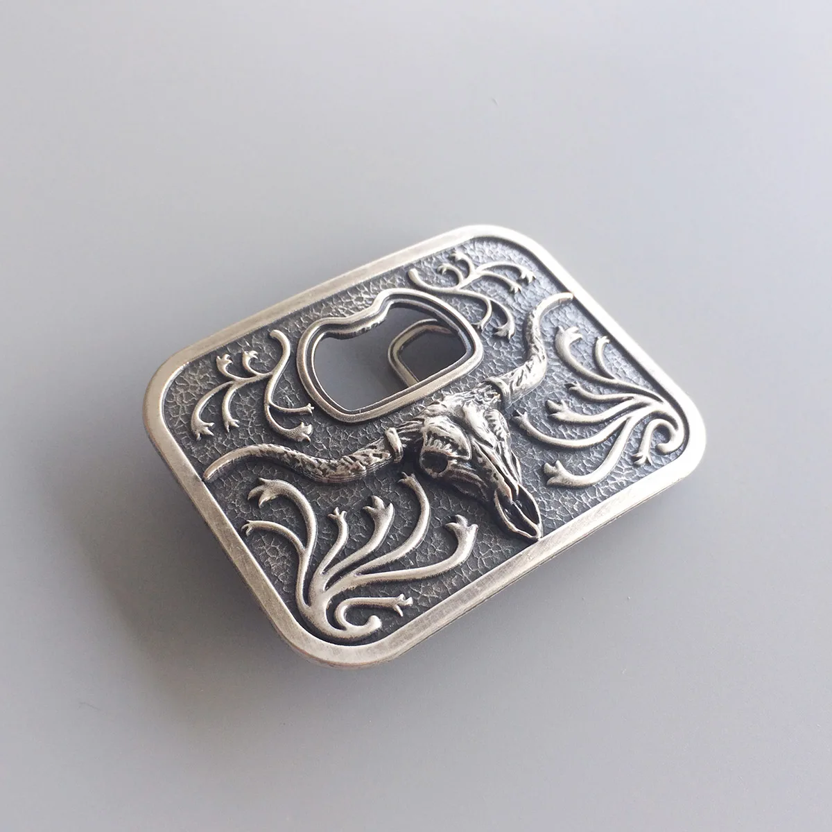 Vintage Silver Plated Rodeo Bull Opener Belt Buckle Gurtelschnalle Boucle De Ceinture również dostępne w USA
