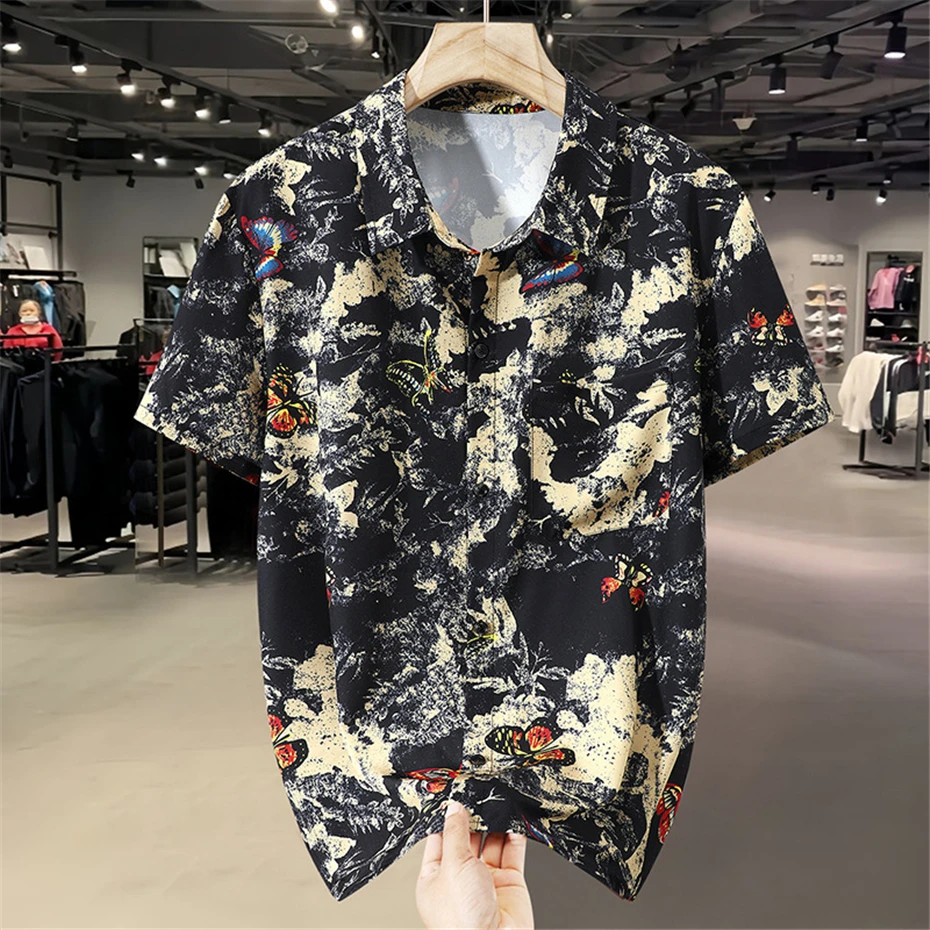 Hawaiian Beach Shirt Suits Men Summer Sets 11XL 10XL Plus Size Shirts Shorts Male Fashion Hawaiian Shirts Big Size 10XL
