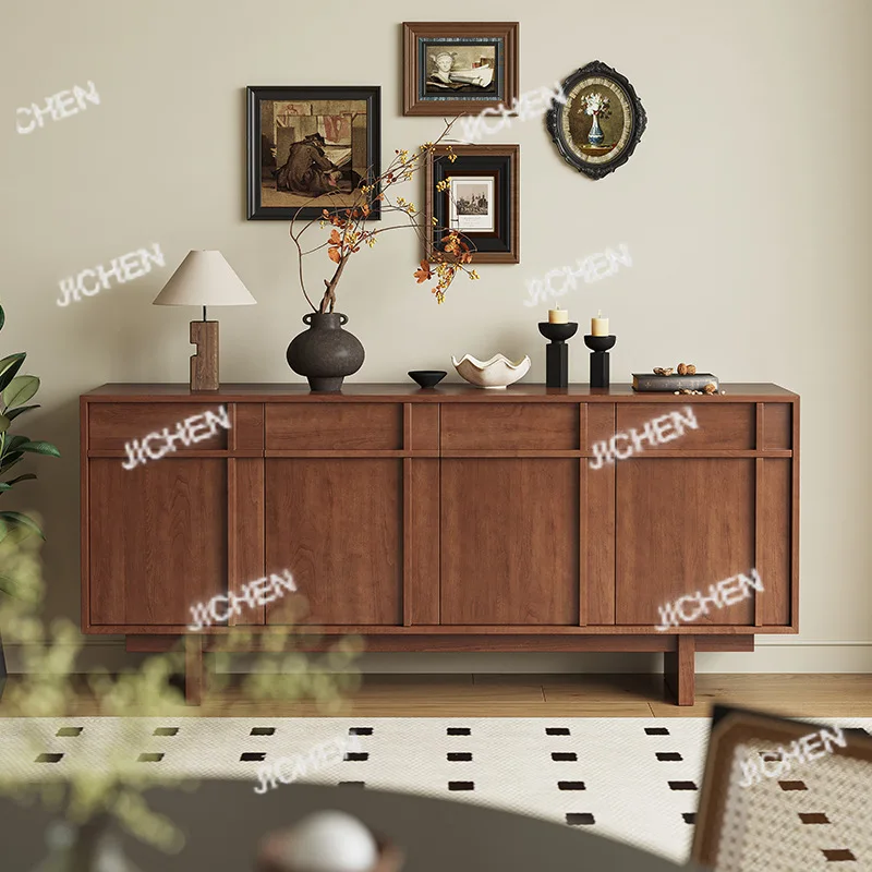 خزانة جانبية لتناول الطعام بجانب السرير من خشب البقس الصلب وخزانة غرفة المعيشة وأريكة عتيقة متوسطة من الخلف إلى الحائط وخزانة منخفضة #1