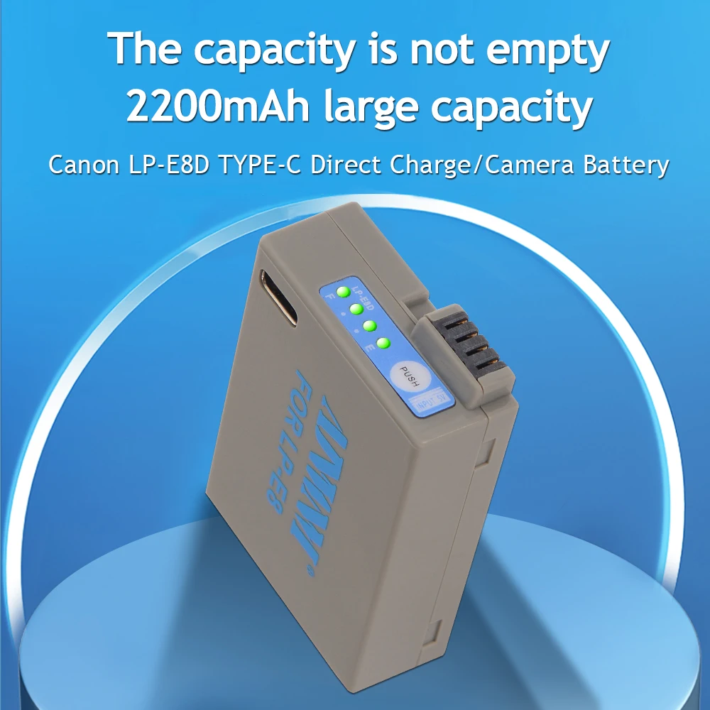 بطارية كاميرا AJNWNM ، شحن من النوع C ، مدمجة لكانون EOS ، 550D ، 600D ، 650D ، 700D ، X4 ، X5 ، X6i ، X7i ، T2i ، T3i ، ، LP E8 ، LPE8