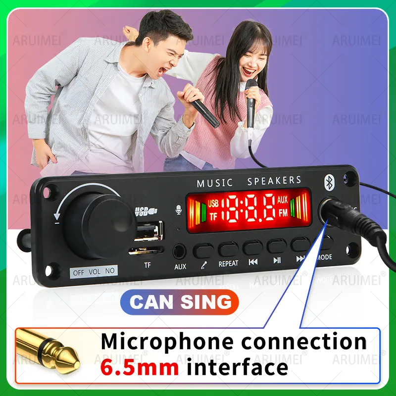 50W Amplifier 18V MP3/WAV/FLAC Decoder Board Bluetooth 5.3 Car Audio System with Dual Mic ENC, USB/TF/FM & Remote Control