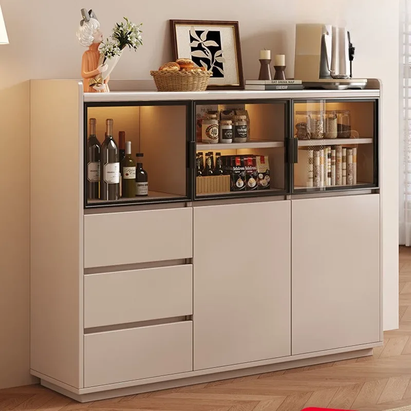 

Light luxury solid wood dining side cabinet integrated, wall locker