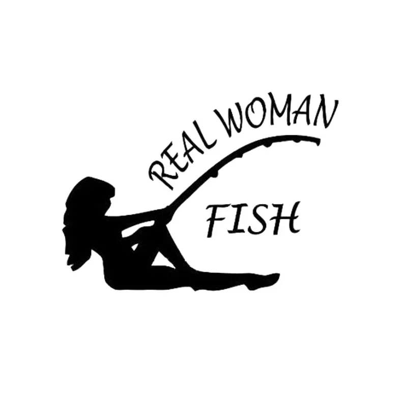 

Beautiful Real Woman Fishing Decals High Quality Car Decoration Personality Pvc Waterproof Decals Black/white, 14cm*10cm