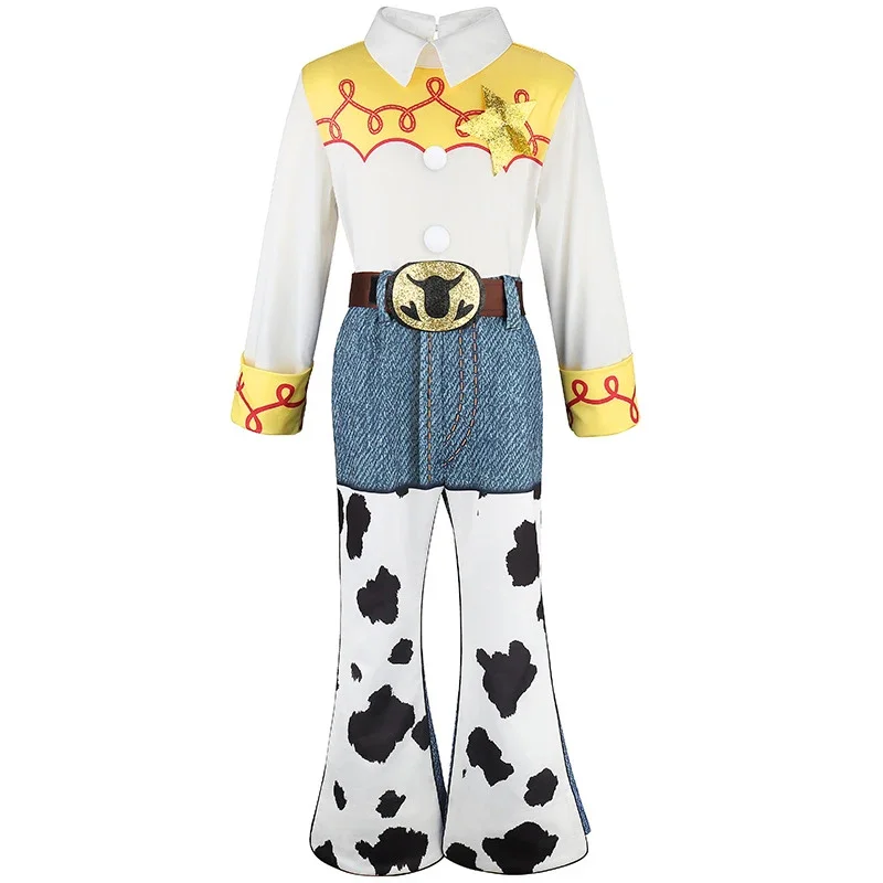 2 Stile Mädchen Western Ranch Cowboy Set Langarm-Oberteil mit Kuhmuster Schlaghose Kinder Halloween Cosplay Auftrittskleidung – Detail 3