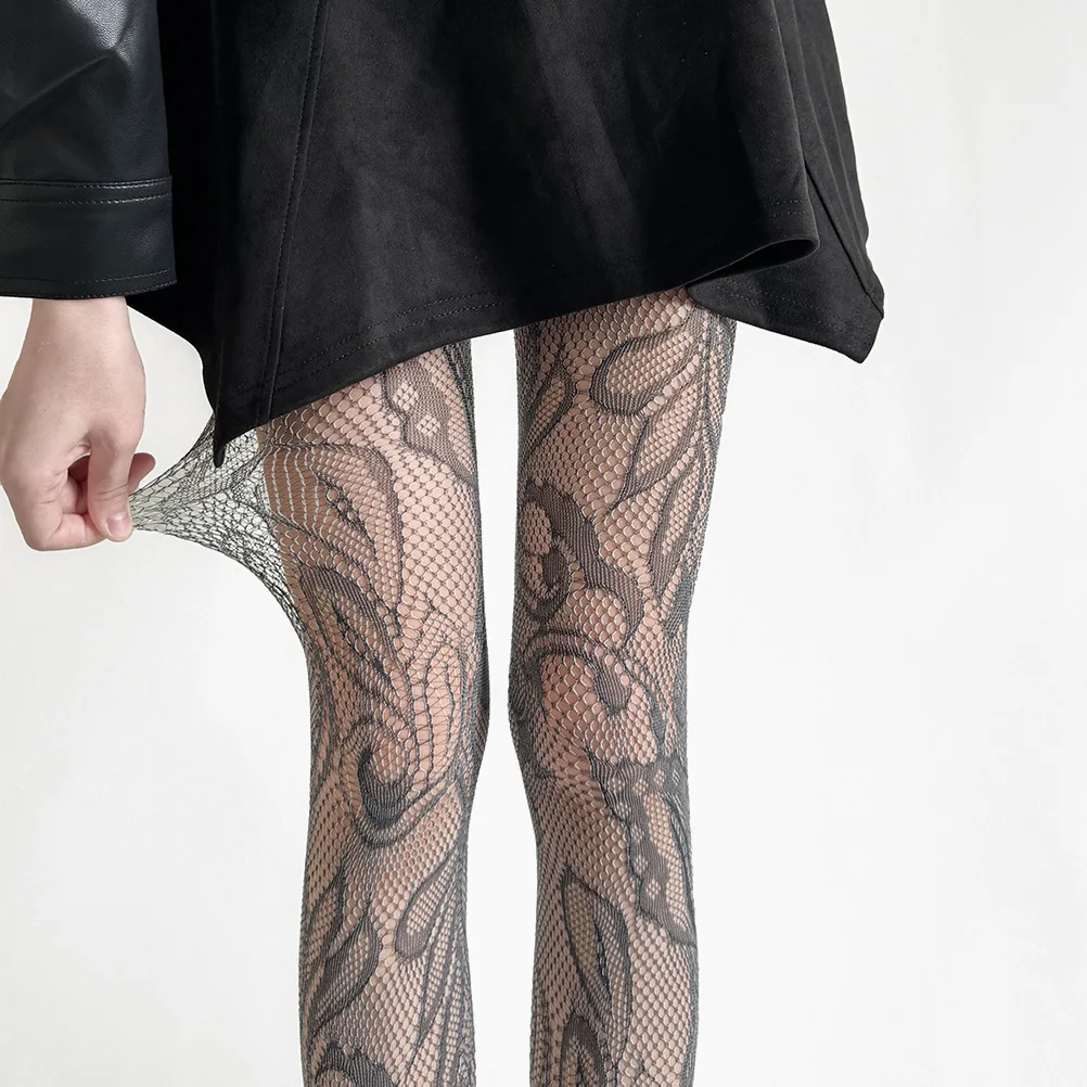 Stylish Atmospheric Grey Diamond-Shaped Ladies Hollow Out Pantyhose Sexy Hottie Lolita Retro British Style Plaid Fishnet Tights