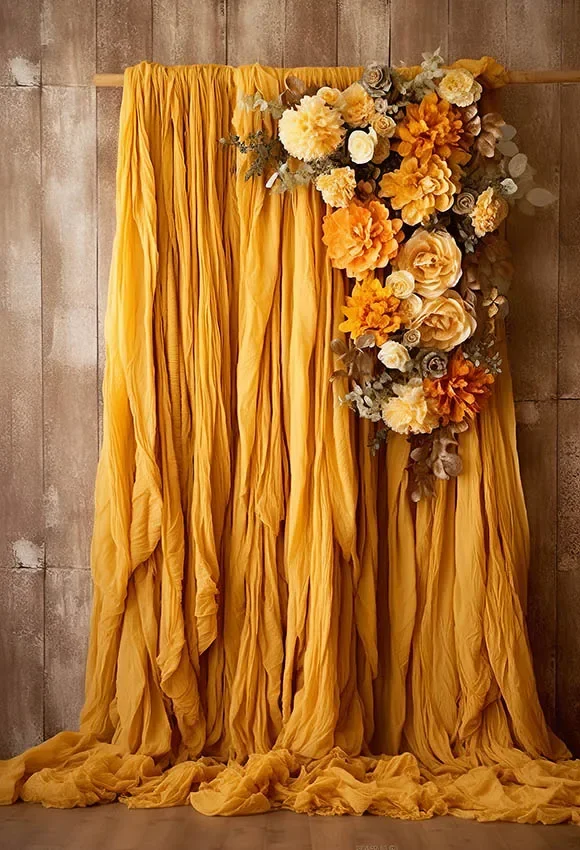 Mehofond التصوير خلفية الستار الأصفر الأزهار جدار الكبار عيد ميلاد الزفاف الأمومة صورة ديكور خلفية استوديو الصور