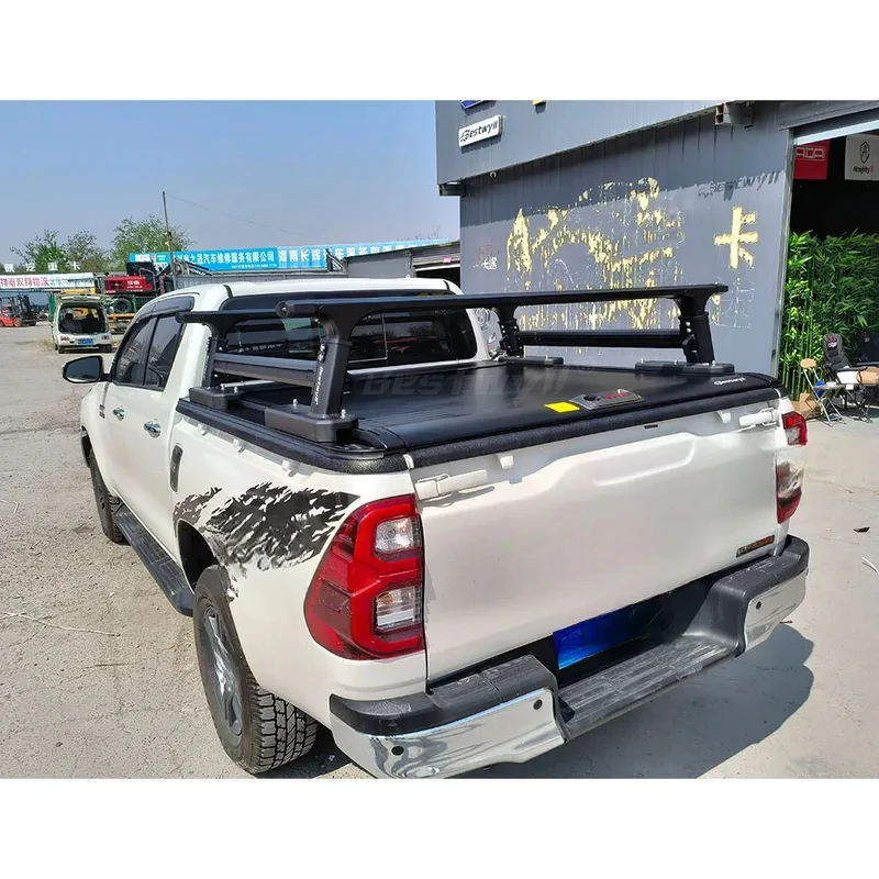 

Retractable Aluminum Tent Adjustable Height Storage Car Cargo Pickup Bed Truck Ladder Rack 2015+ Hilux/