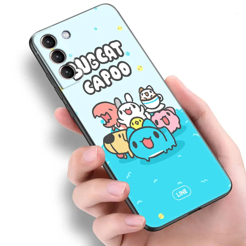 BUGCAT CAPOO Black Phone Case For Samsung Galaxy S23 Ultra S22 S21 Plus S20 FE A13 A14 A23 A24 A25 A33 A34 A52S A53 A54 5G