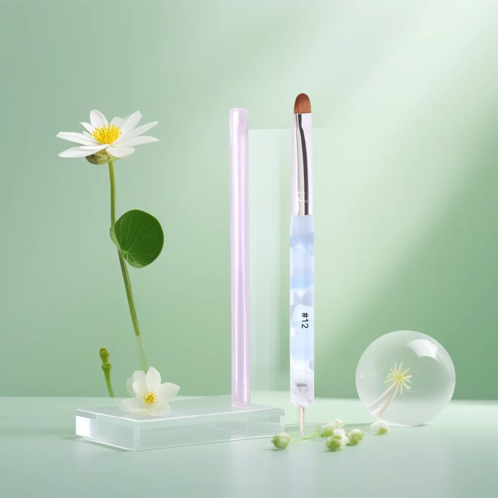 Pennello per nail art 2 in 1, penna punteggiata e fodera per smalto gel, vernice acrilica, polvere per immersione, strumenti professionali per la progettazione di manicure