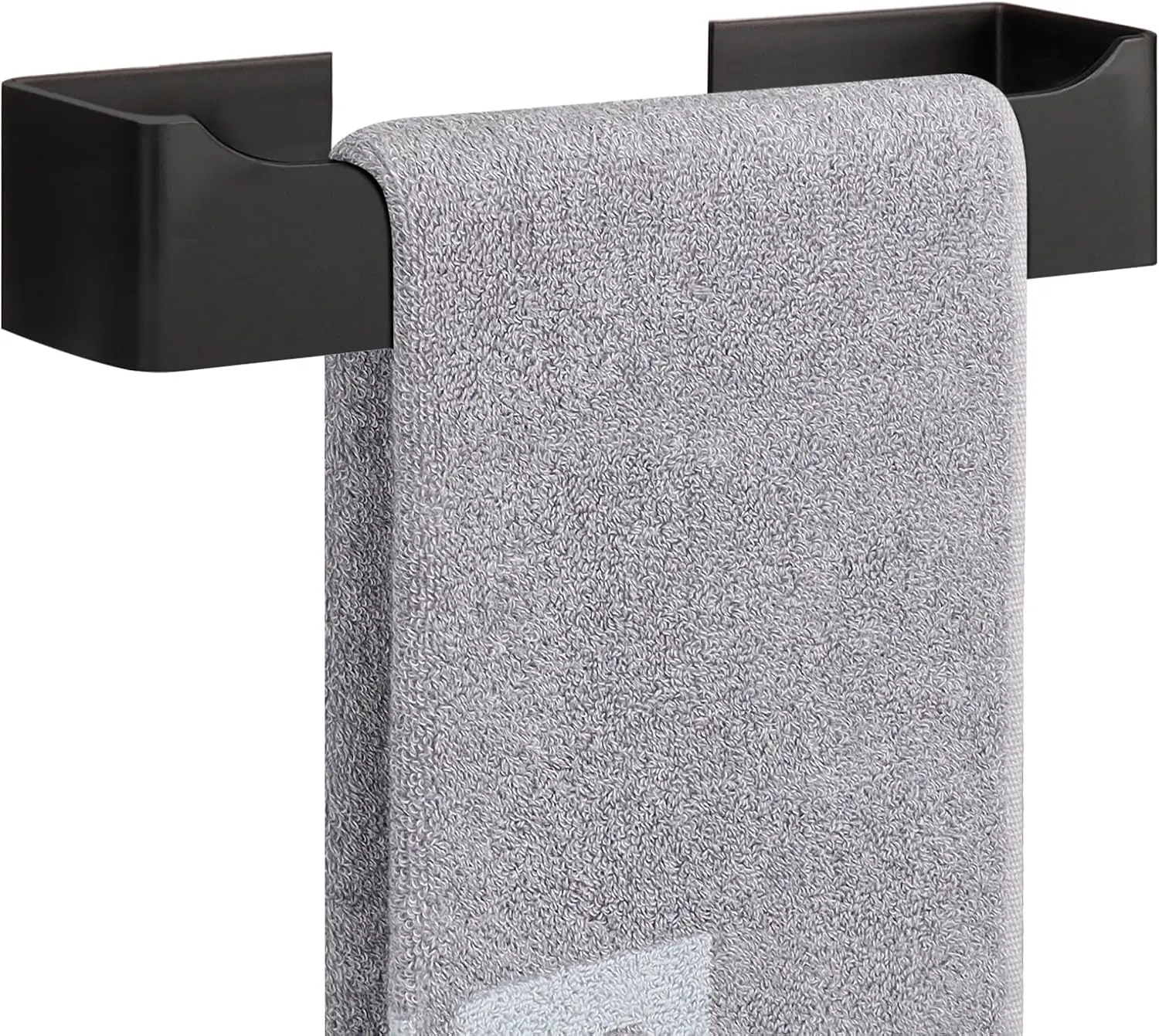 

Держатель для полотенец из нержавеющей стали с самоклеящейся основой, нержавеющая настенная полка для ванной и кухни, квадратный, матовый черный, 9 дюймов