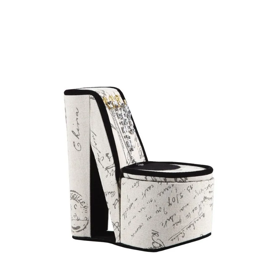 

9 Tall Display Jewelry Box with Hooks High Heel Shoe Design Stencil Letter Print