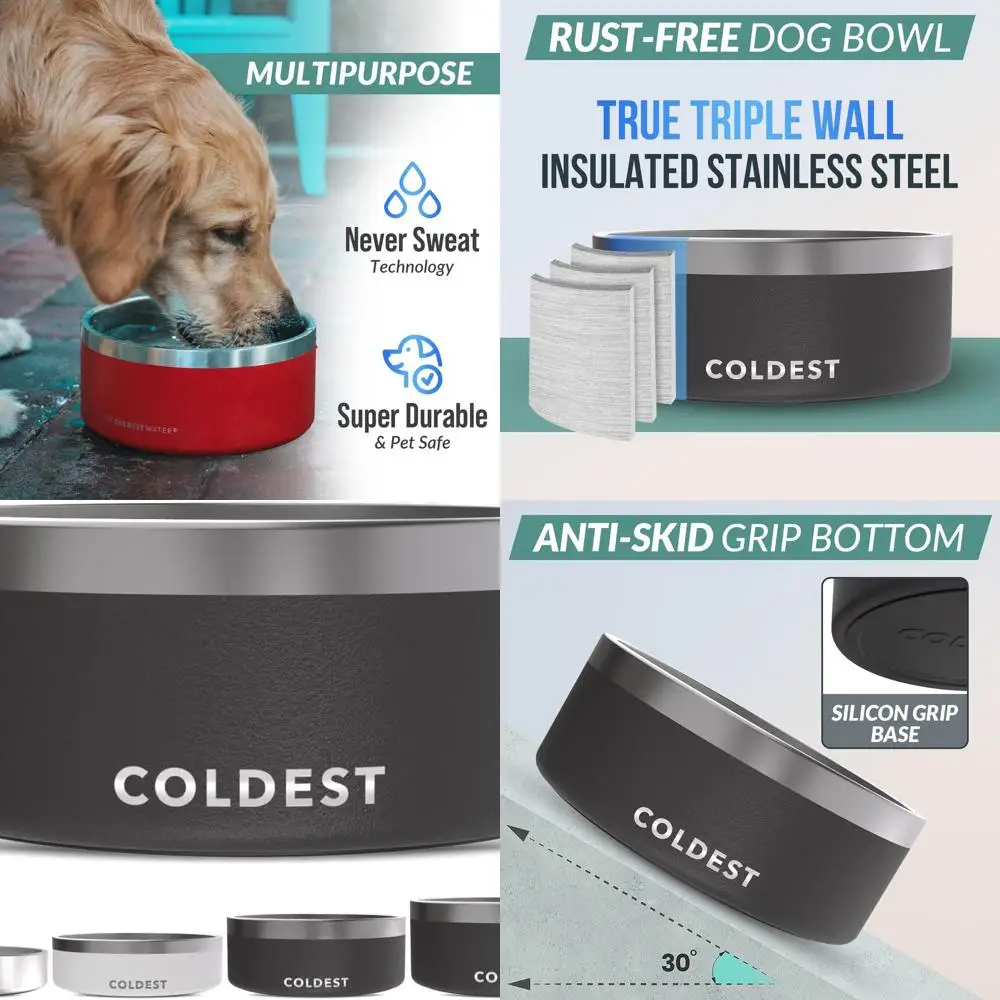 

Самая холодная миска для собак — антикоррозийная металлическая, нескользящая, 3-слойная изолированная миска для собак из нержавеющей стали — защита от разливов и прочность — вода Bo