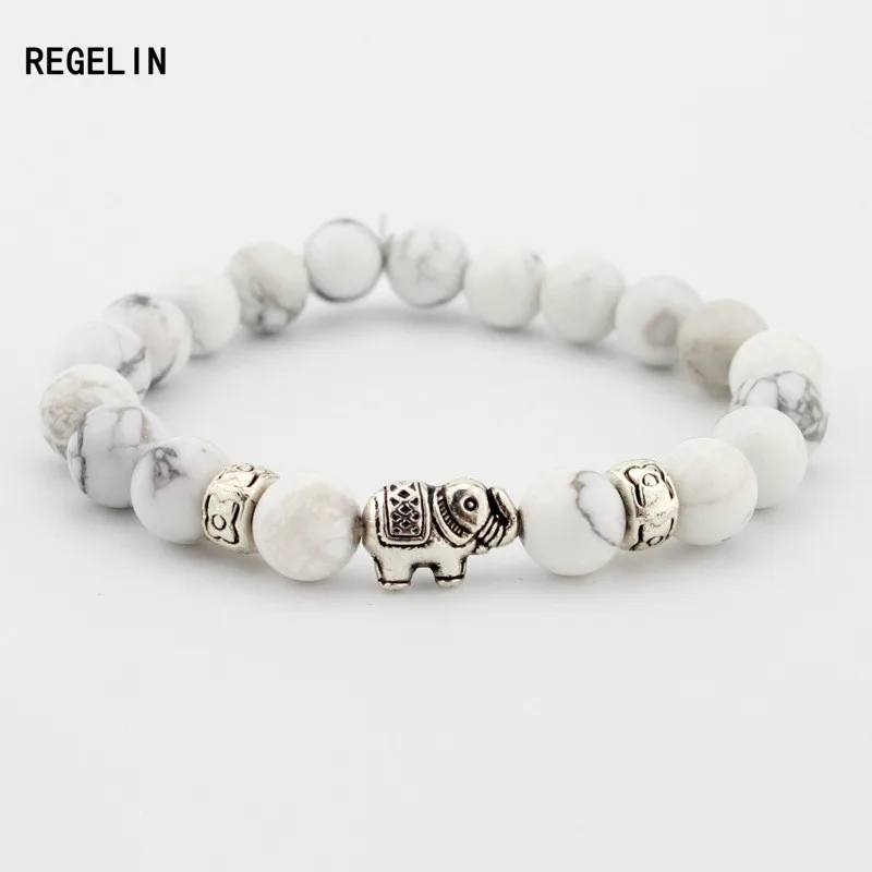REGELIN Natural Stone Bead Buddha Bracelets For Women Men Jewelry Black Lava Druzy Gift Bracelets Elephant Bangles Pulseras