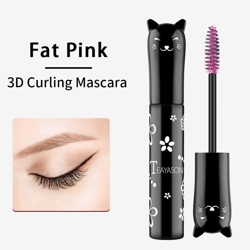 Mascara à friser naturel avec grande tête de brosse, imperméable, mince et longue durée, maquillage des yeux, blanc, violet, saphir, bleu, argent, café