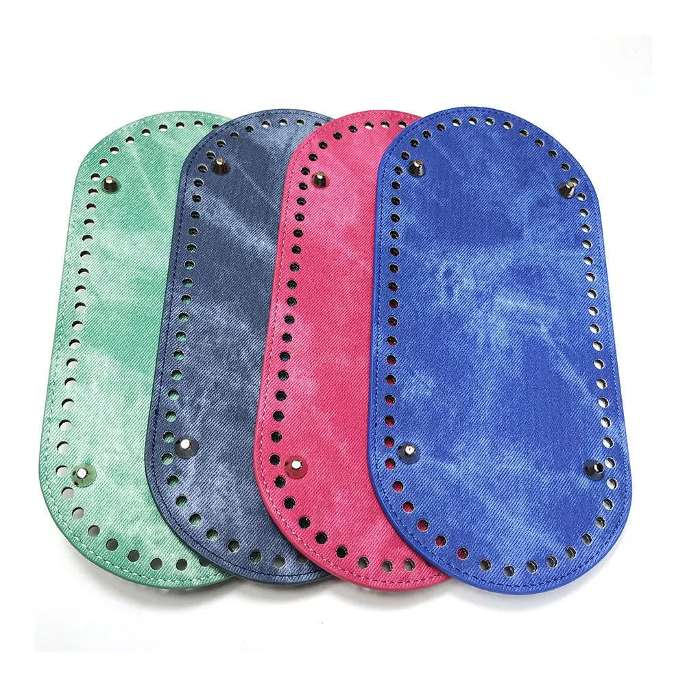 

Denim DIY Bag Bottom Base Plate with Vent Holes 4 Silver Rivets Wear-Resistant Craft Material for Pouch Purse Sewing Supplies