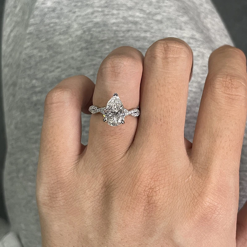 Bague en platine 950 au design torsadé, diamant de laboratoire de 2 carats, qualité DEF VS-VVS, certifié IGI, bijoux fins de luxe pour femmes, fiançailles, mariage