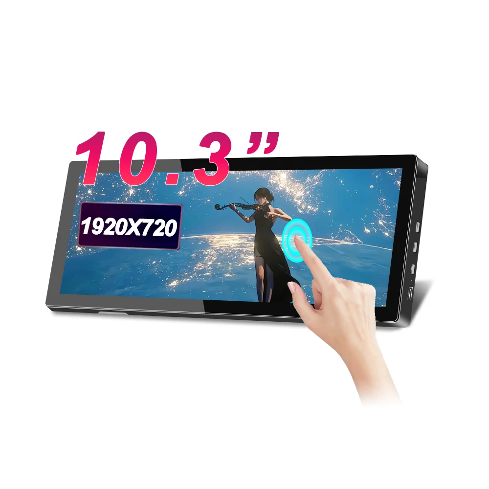 10.3 inch TouchScreen Monitor 1920x720 IPS Display LCD Bar Computer Temp Display Extender Monitor