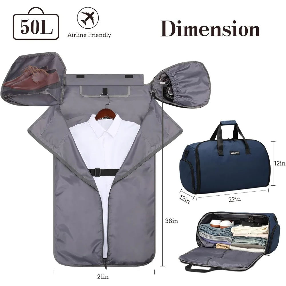 حقائب سفر واق من المطر - عطلة نهاية الأسبوع سعة 45 لترًا لرحلات يومين، خالية من التجاعيد، حجرة أحذية منفصلة
