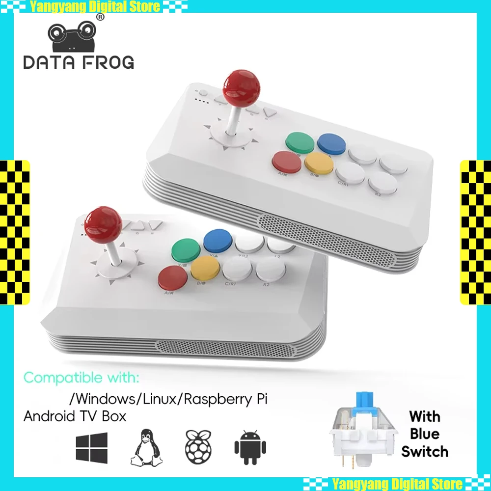 DATA FROG Y5A Joystick Konsol Arcade Cocok untuk Switch Android IOS Windows Arcade Fight Stick Mendukung Bluetooth Nirkabel