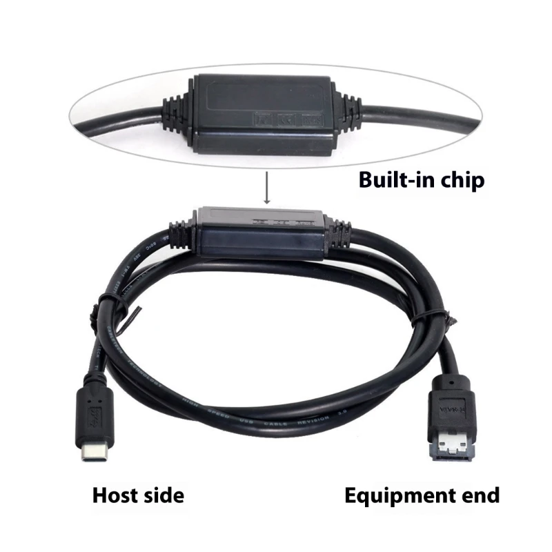 USB Type C To ESATA Converters Cable With 5V Power Supply For External HDD SSDs ODD Drive Fast Speed 5Gbps Data Transfer