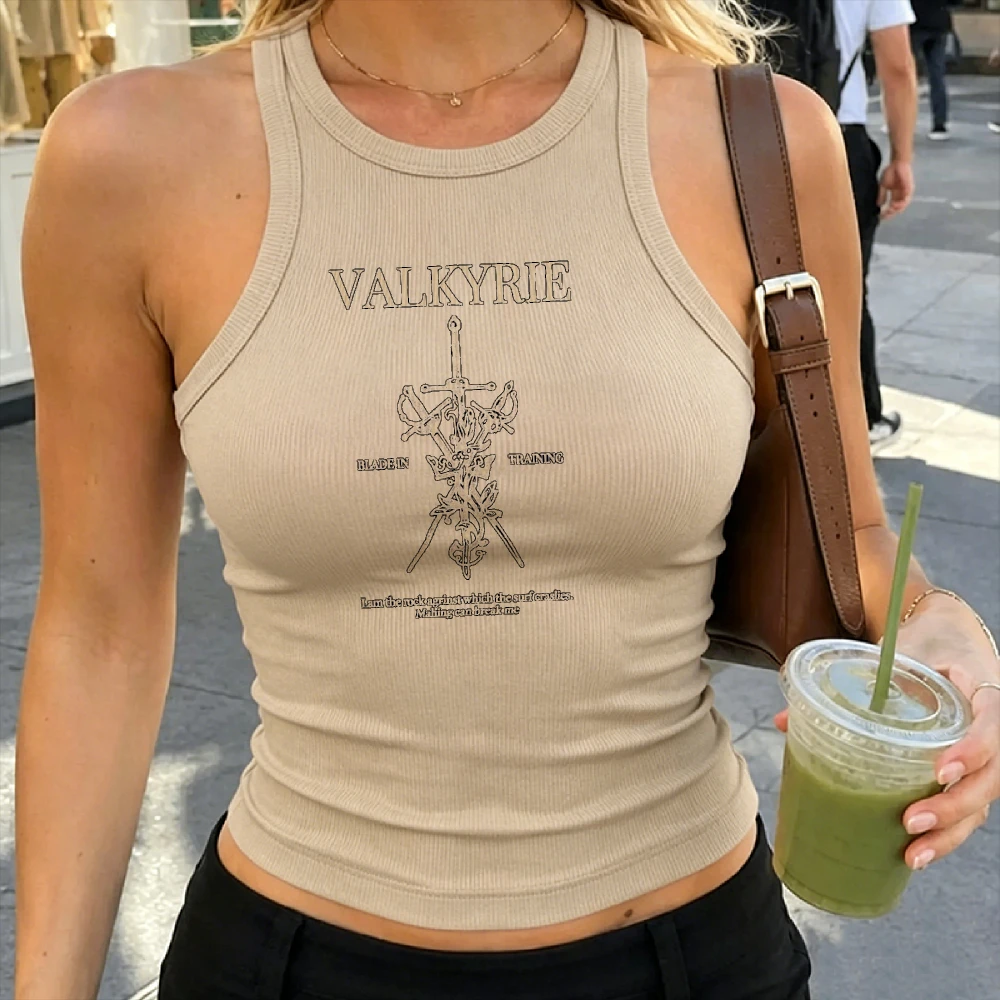Valkyrie Blade in Training Multi Sword ACOTAR Graphic Ribbed Crop Tank Women Sarah J Maas Book Lover Sleeveless Reader Gift Tank
