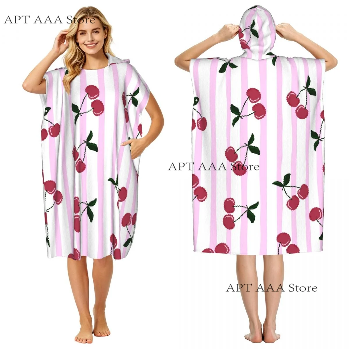 Beach Towel Microfiber Travel Towel Quick Dry Compact Cherries Lightweight Beach Towel with Hood