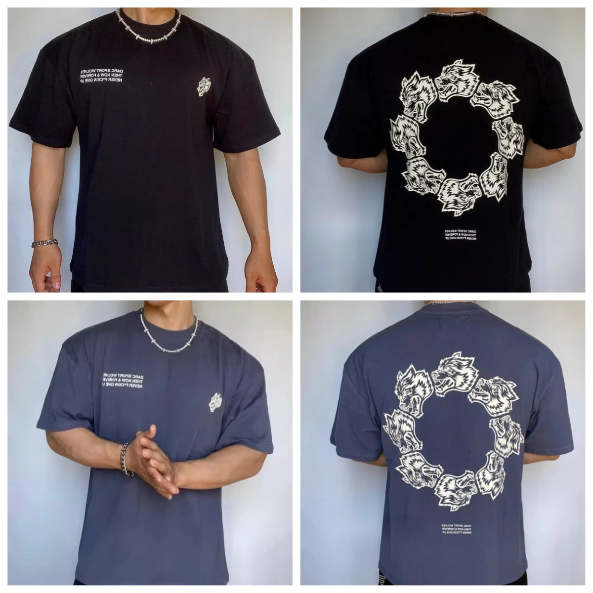 

Футболка высокого качества DARCSPORT с головой волка, летняя городская спортивная свободная повседневная футболка с круглым вырезом для пар, мужская и женская футболка