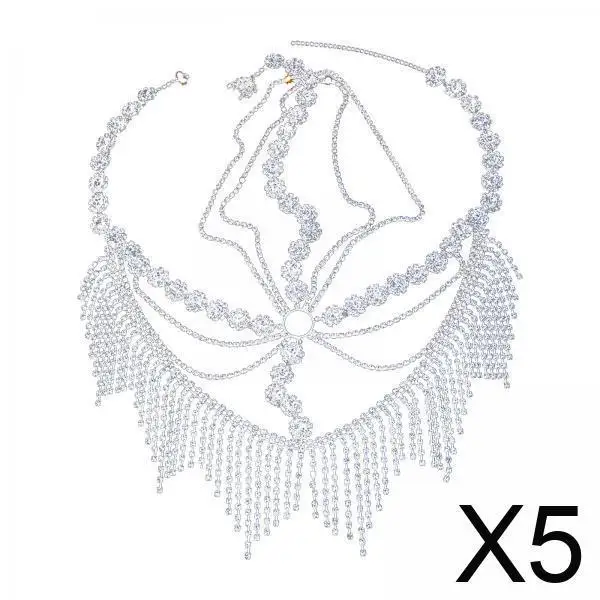 

Women Tassel Veil Rhinestone Face Mask Adjustable Head Chain for Stage Cosplay Wedding Party