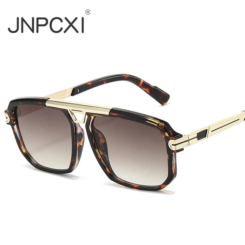 JNPCXI New Oversized Vintage Square Sunglasses for Women Men Fashion UV400 Classic Retro Shades Female Sun Glasses
