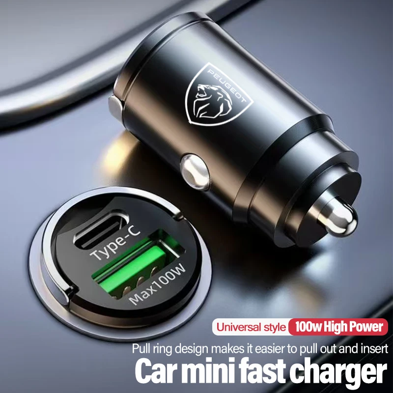 شاحن سيارة لبيجو 208 3008 308 2008 207 107 508 607 106 408 5008 4008 USB Type-C الهاتف المخفية شحن سريع تحويل المكونات