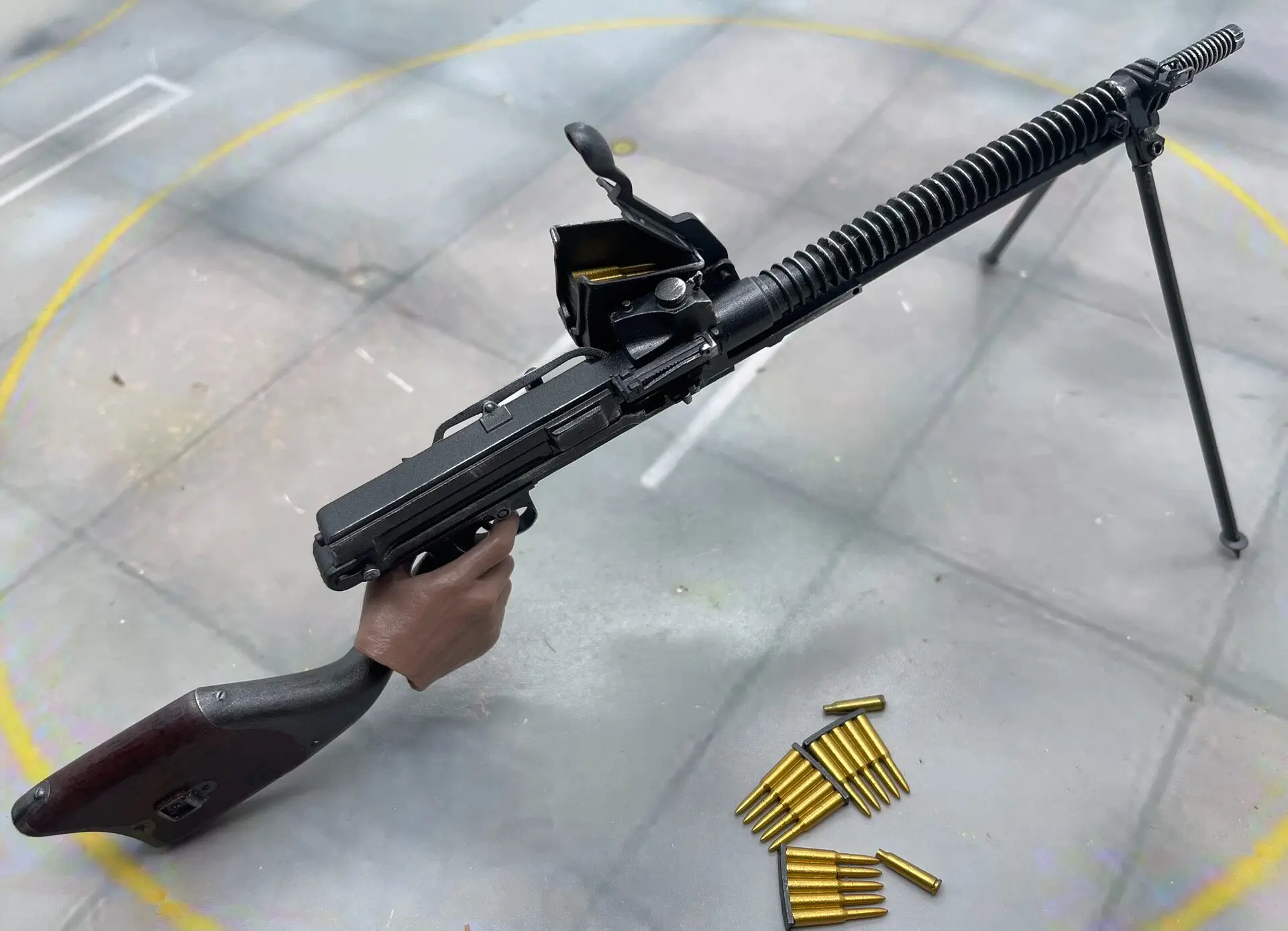 1/6 Scale 3D Printed WWII Type 11 Light Machine Gun Model Hand-Painted Miniature Toy Gun for Action Figures